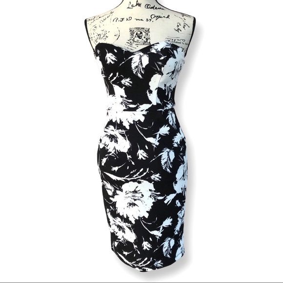 B Darlin Dresses & Skirts - ❗️CLOSING SALE B. Darlin Black & White Floral Strapless Dress Back Zipper 3/4